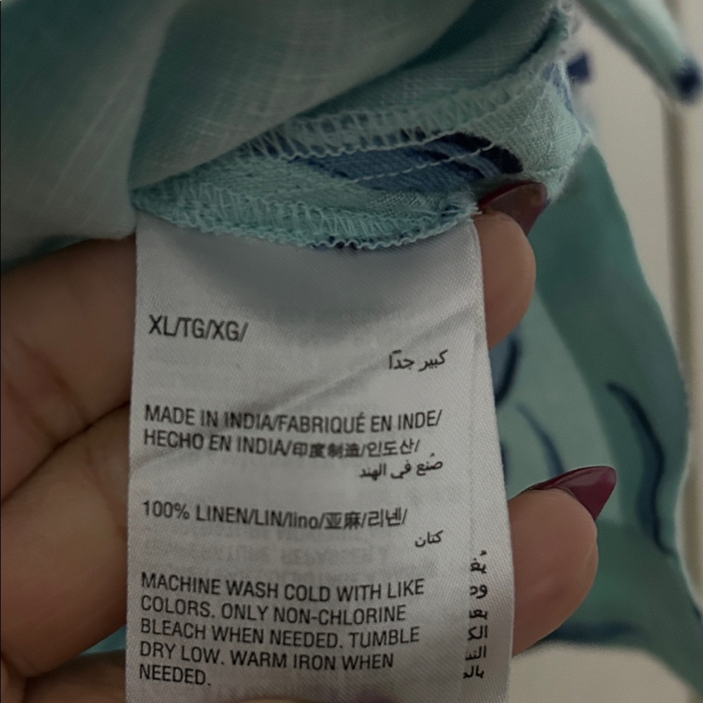 Charter Club Teal Linen Blouse - Picture 3 of 4